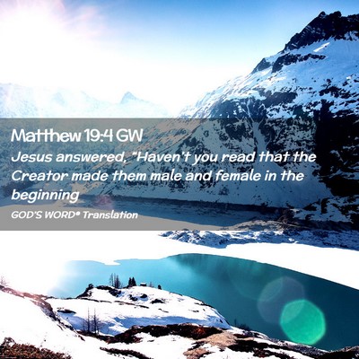 Picture 02 - Matthew 19:4 GW - Jesus answered, “Haven’t you read that the - Bible Verse Picture
