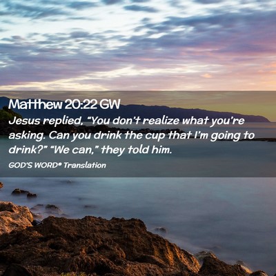 Picture 02 - Matthew 20:22 GW - Jesus replied, “You don’t realize what - Bible Verse Picture