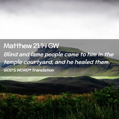 Picture 02 - Matthew 21:14 GW - Blind and lame people came to him in the temple - Bible Verse Picture