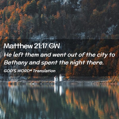 Picture 02 - Matthew 21:17 GW - He left them and went out of the city to Bethany - Bible Verse Picture