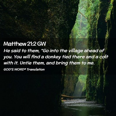 Picture 02 - Matthew 21:2 GW - He said to them, “Go into the village ahead of - Bible Verse Picture