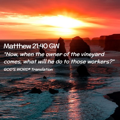 Picture 02 - Matthew 21:40 GW - “Now, when the owner of the vineyard comes, - Bible Verse Picture