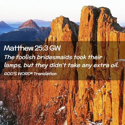 Picture 02 - Matthew 25:3 GW - The foolish bridesmaids took their lamps, but - Bible Verse Picture