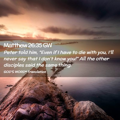 Picture 02 - Matthew 26:35 GW - Peter told him, “Even if I have to die with - Bible Verse Picture
