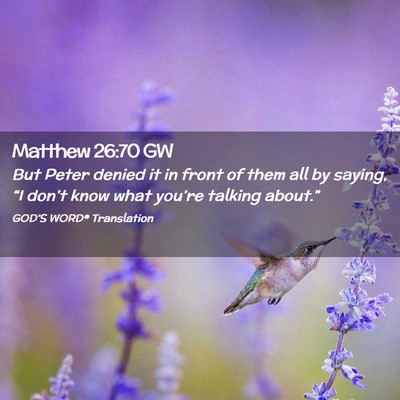 Picture 02 - Matthew 26:70 GW - But Peter denied it in front of them all by - Bible Verse Picture