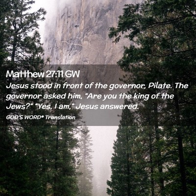 Picture 02 - Matthew 27:11 GW - Jesus stood in front of the governor, Pilate. The - Bible Verse Picture