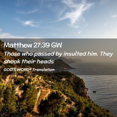 Picture 02 - Matthew 27:39 GW - Those who passed by insulted him. They shook - Bible Verse Picture