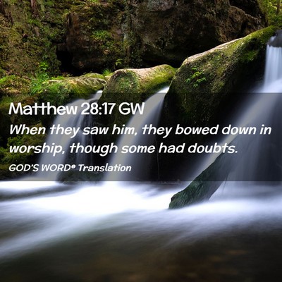 Picture 02 - Matthew 28:17 GW - When they saw him, they bowed down in worship, - Bible Verse Picture