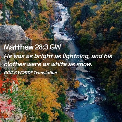 Picture 02 - Matthew 28:3 GW - He was as bright as lightning, and his clothes - Bible Verse Picture
