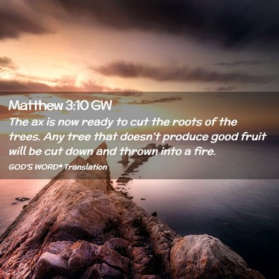 Picture 02 - Matthew 3:10 GW - The ax is now ready to cut the roots of the - Bible Verse Picture