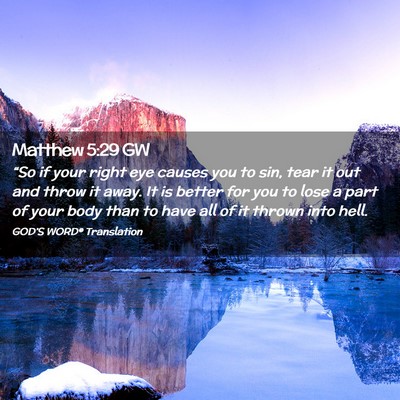 Picture 02 - Matthew 5:29 GW - “So if your right eye causes you to sin, tear - Bible Verse Picture