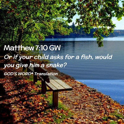 Picture 02 - Matthew 7:10 GW - Or if your child asks for a fish, would you give - Bible Verse Picture