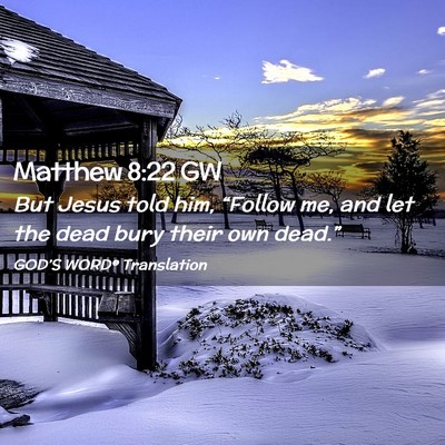 Picture 02 - Matthew 8:22 GW - But Jesus told him, “Follow me, and let the - Bible Verse Picture
