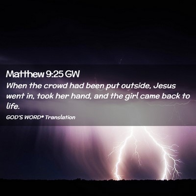 Picture 02 - Matthew 9:25 GW - When the crowd had been put outside, Jesus went - Bible Verse Picture