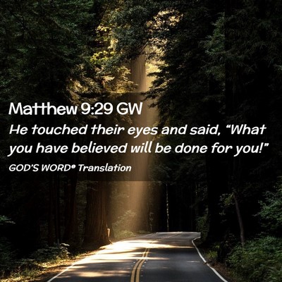 Picture 02 - Matthew 9:29 GW - He touched their eyes and said, “What you have - Bible Verse Picture