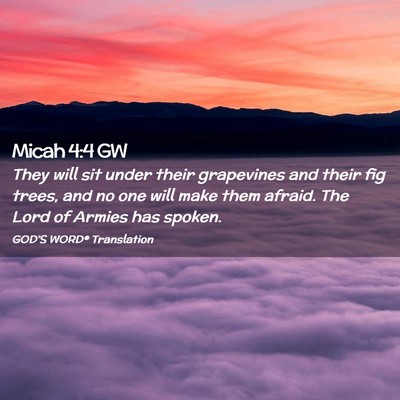 Picture 02 - Micah 4:4 GW - They will sit under their grapevines and their - Bible Verse Picture