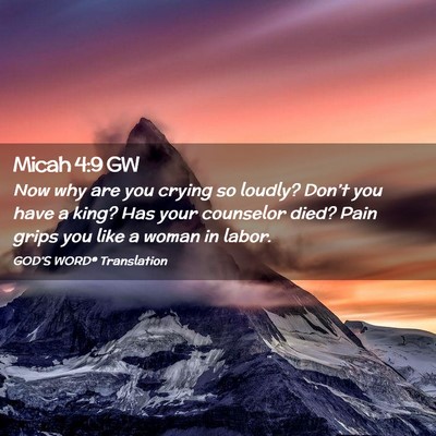 Picture 02 - Micah 4:9 GW - Now why are you crying so loudly? Don’t you - Bible Verse Picture