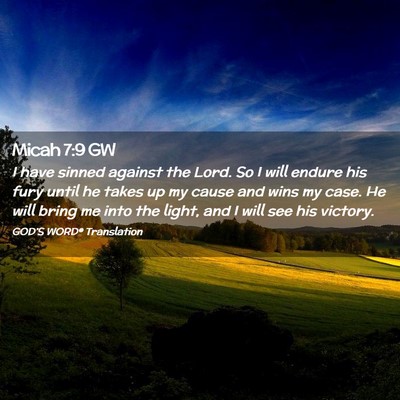Picture 02 - Micah 7:9 GW - I have sinned against the Lord. So I will endure - Bible Verse Picture