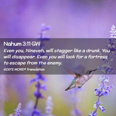 Picture 02 - Nahum 3:11 GW - Even you, Nineveh, will stagger like a drunk. You - Bible Verse Picture