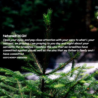 Picture 02 - Nehemiah 1:6 GW - Open your eyes, and pay close attention with your - Bible Verse Picture