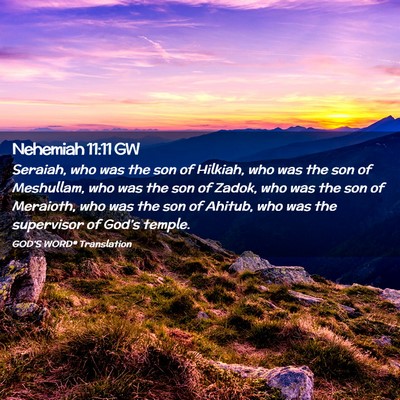 Picture 02 - Nehemiah 11:11 GW - Seraiah, who was the son of Hilkiah, who was the - Bible Verse Picture