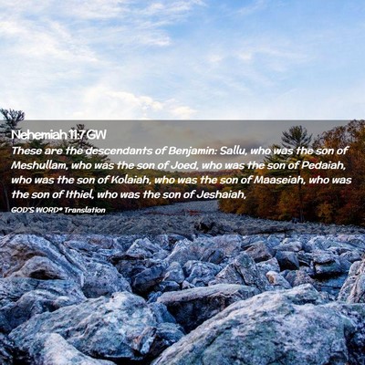 Picture 02 - Nehemiah 11:7 GW - These are the descendants of Benjamin: Sallu, who - Bible Verse Picture