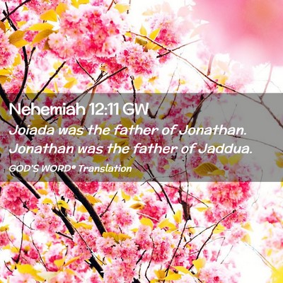 Picture 02 - Nehemiah 12:11 GW - Joiada was the father of Jonathan. Jonathan was - Bible Verse Picture