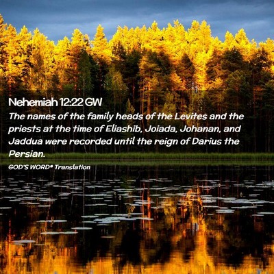 Picture 02 - Nehemiah 12:22 GW - The names of the family heads of the Levites and - Bible Verse Picture