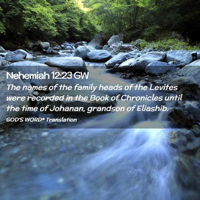 Picture 02 - Nehemiah 12:23 GW - The names of the family heads of the Levites were - Bible Verse Picture