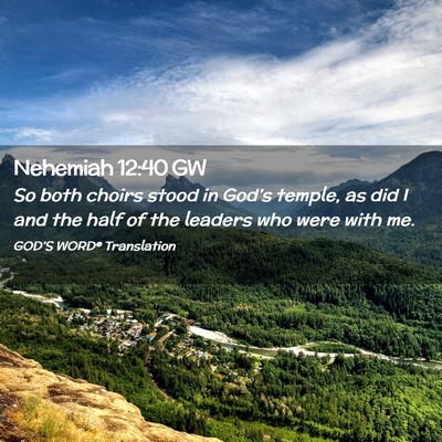 Picture 02 - Nehemiah 12:40 GW - So both choirs stood in God’s temple, as did I - Bible Verse Picture