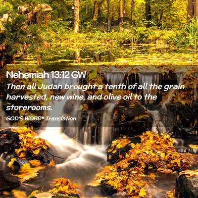 Picture 02 - Nehemiah 13:12 GW - Then all Judah brought a tenth of all the grain - Bible Verse Picture