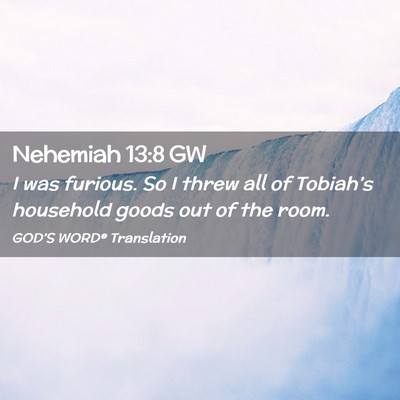 Picture 02 - Nehemiah 13:8 GW - I was furious. So I threw all of Tobiah’s - Bible Verse Picture