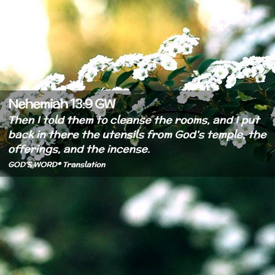 Picture 02 - Nehemiah 13:9 GW - Then I told them to cleanse the rooms, and I put - Bible Verse Picture