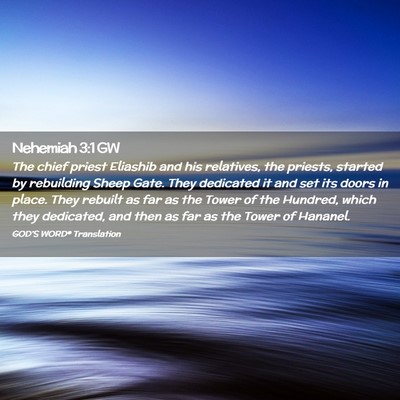 Picture 02 - Nehemiah 3:1 GW - The chief priest Eliashib and his relatives, the - Bible Verse Picture