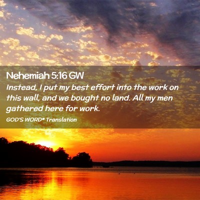 Picture 02 - Nehemiah 5:16 GW - Instead, I put my best effort into the work on - Bible Verse Picture