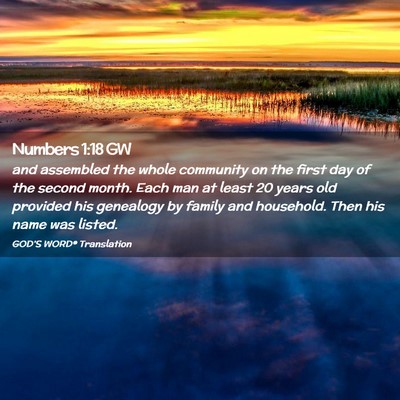 Picture 02 - Numbers 1:18 GW - and assembled the whole community on the first - Bible Verse Picture