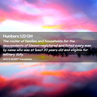 Picture 02 - Numbers 1:22 GW - The roster of families and households for the - Bible Verse Picture