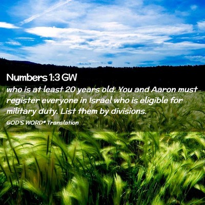 Picture 02 - Numbers 1:3 GW - who is at least 20 years old. You and Aaron must - Bible Verse Picture