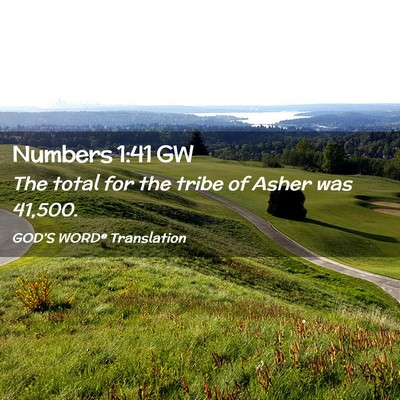 Picture 02 - Numbers 1:41 GW - The total for the tribe of Asher was - Bible Verse Picture