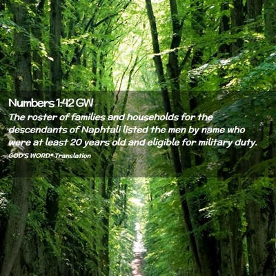 Picture 02 - Numbers 1:42 GW - The roster of families and households for the - Bible Verse Picture
