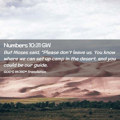 Picture 02 - Numbers 10:31 GW - But Moses said, “Please don’t leave us. You - Bible Verse Picture