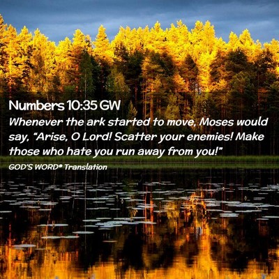 Picture 02 - Numbers 10:35 GW - Whenever the ark started to move, Moses would - Bible Verse Picture