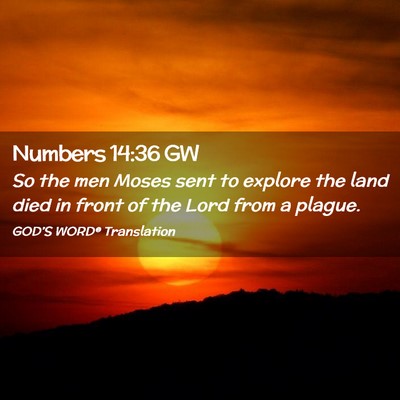 Picture 02 - Numbers 14:36 GW - So the men Moses sent to explore the land died in - Bible Verse Picture