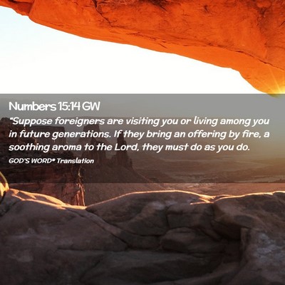 Picture 02 - Numbers 15:14 GW - “Suppose foreigners are visiting you or living - Bible Verse Picture