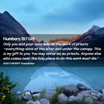 Picture 02 - Numbers 18:7 GW - Only you and your sons may do the work of - Bible Verse Picture