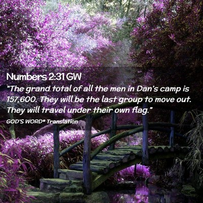 Picture 02 - Numbers 2:31 GW - “The grand total of all the men in Dan’s camp - Bible Verse Picture