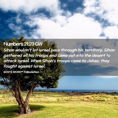 Picture 02 - Numbers 21:23 GW - Sihon wouldn’t let Israel pass through his - Bible Verse Picture