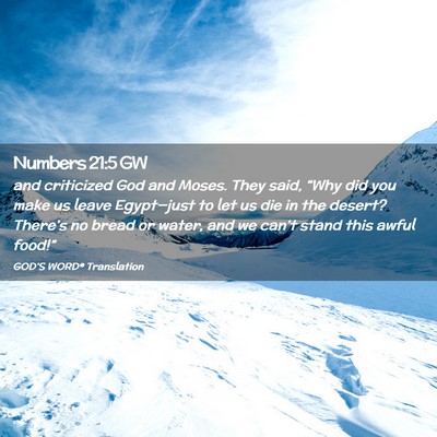 Picture 02 - Numbers 21:5 GW - and criticized God and Moses. They said, “Why - Bible Verse Picture
