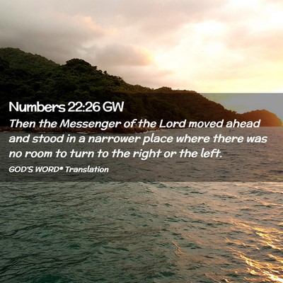 Picture 02 - Numbers 22:26 GW - Then the Messenger of the Lord moved ahead and - Bible Verse Picture