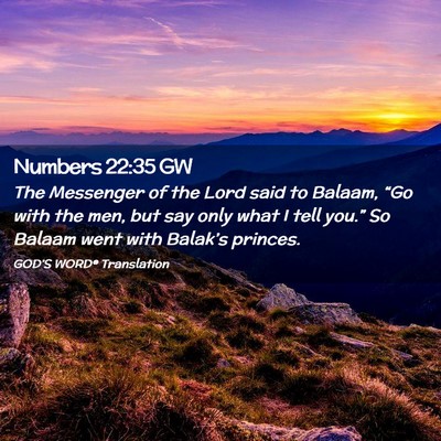 Picture 02 - Numbers 22:35 GW - The Messenger of the Lord said to Balaam, “Go - Bible Verse Picture